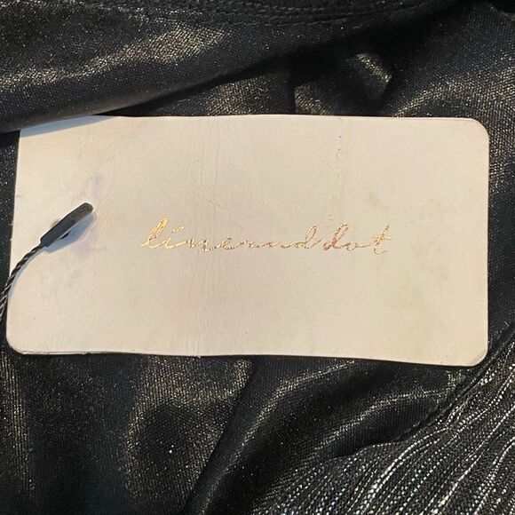 Line & Dot Olivia Mesh Blouse Black Silver Stripe Long Sleeve Metallic S Line - Picture 8 of 11